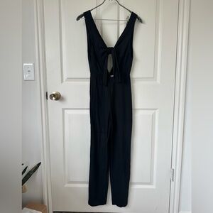 SOLID & STRIPED navy Tie-Front Jumpsuit